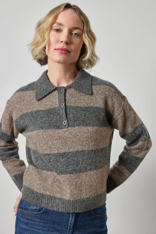 STRIPED POLO - GRAPHITE / XS