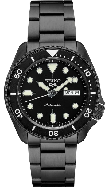 Seiko SRPD65 5 Sports Automatic Watch Black Dial & Black PVD Bracelet