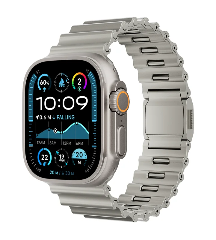 KUXIU Stainless Steel Ocean Band - Titanium