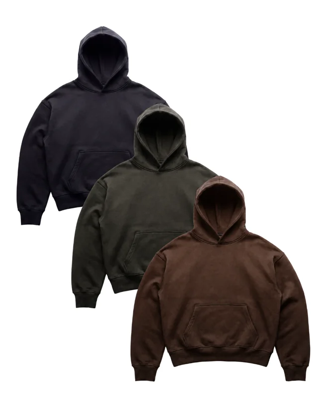 3-Pack, Premium Heavy 520GSM Organic Hoodies, Industrial